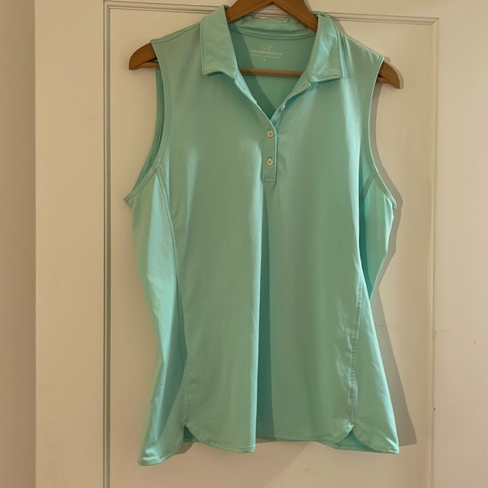 Vineyard Vines Sleeveless Polo Tank Top in Mint